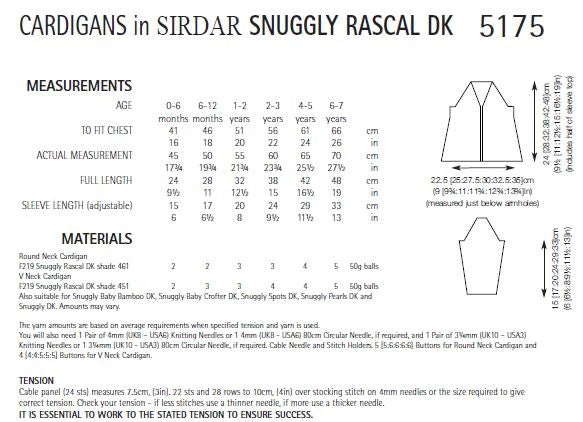 Knitting Pattern 5175 - Cardigans in Snuggly Rascal DK