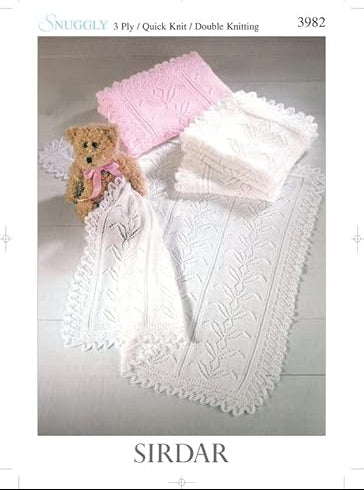 Knitting Pattern 3982 - Baby Shawls in Snuggly 3 Ply & DK