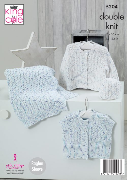 Knitting Pattern 5204 - Cardigans, Blanket & Hat Knitted in Cottonsoft Candy DK