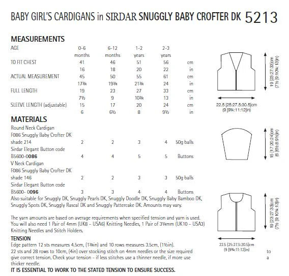 Knitting Pattern 5213 - Cardigans in Baby Crofter DK