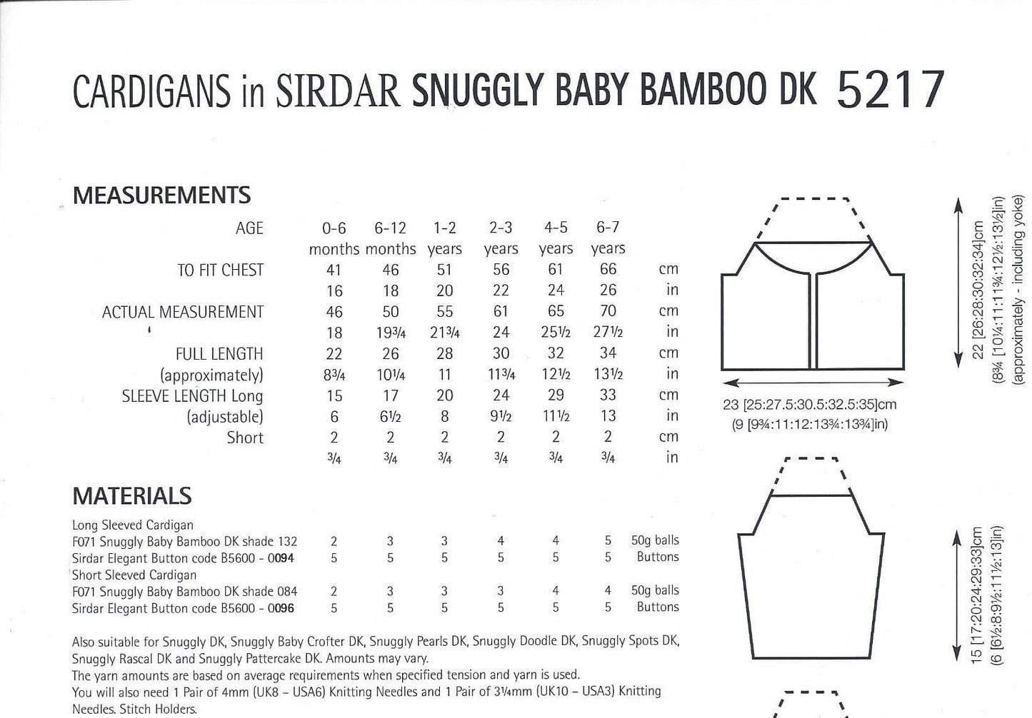 Knitting Pattern 5217 - Cardigans in Snuggly Baby Bamboo DK