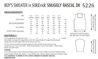 Knitting Pattern 5226 - Boy's Sweater in Snuggly Rascal DK
