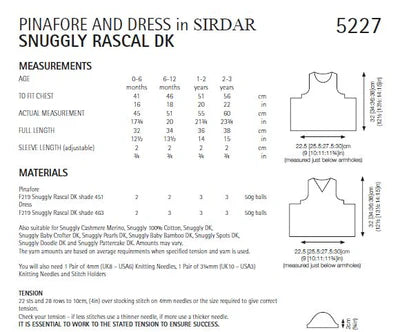Knitting Pattern 5227 - Pinafore & Dress in Snuggly Rascal DK