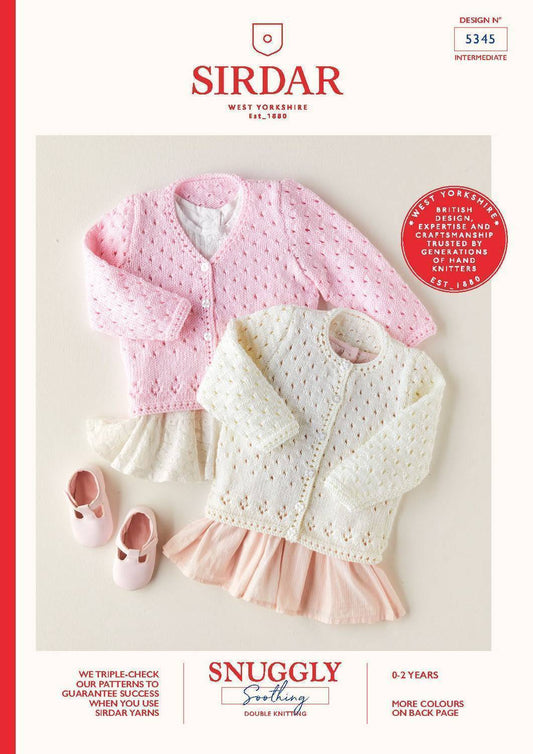 Knitting Pattern 5345 - Babies Cardigans in Snuggly Soothing DK