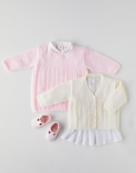Knitting Pattern 5357 - Dress & Cardigan in Baby Bonus 4 Ply