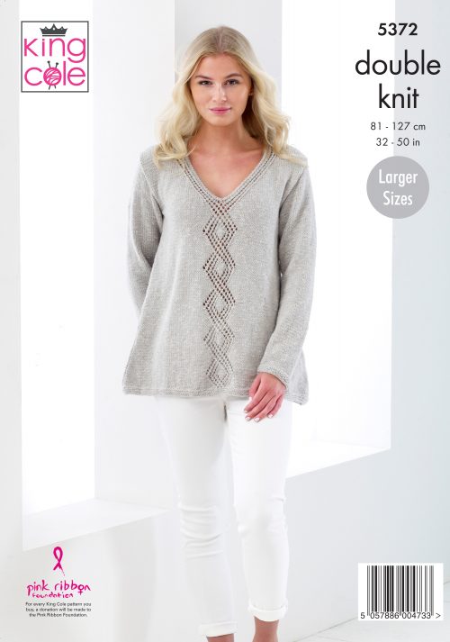 Knitting Pattern 5372 - Sweaters Knitted in Cotton Top DK