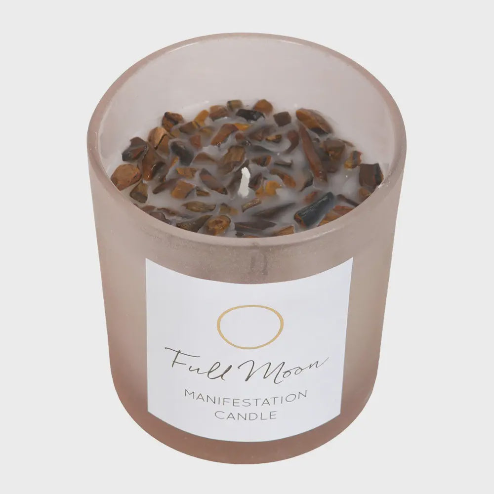 FULL MOON EUCALYPTUS MANIFESTATION CANDLE with Tigers Eye