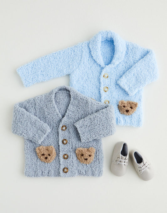 Knitting Pattern 5404 - TEDDY BEAR CARDIGANS IN SNUGGLY SNOWFLAKE CHUNKY