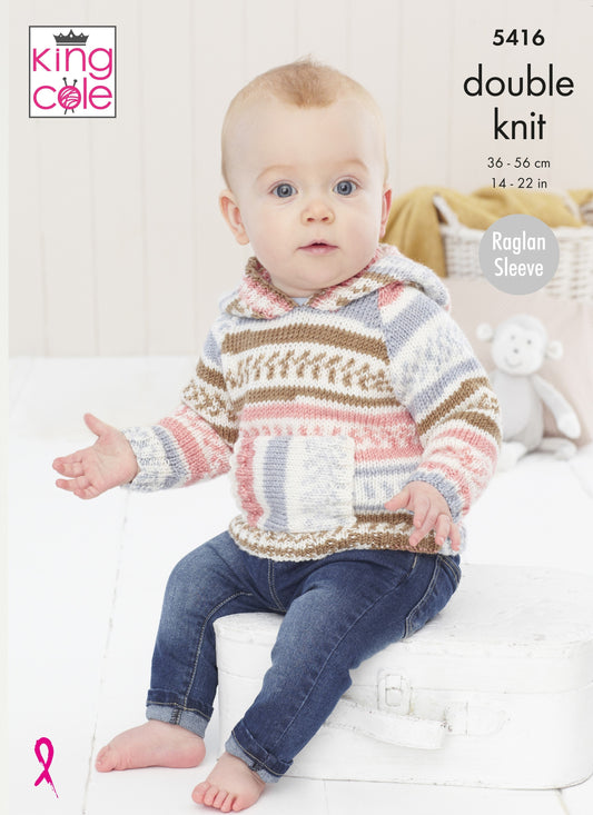 Knitting Pattern 5416 - Raglan Sweaters Knitted in Cherished DK