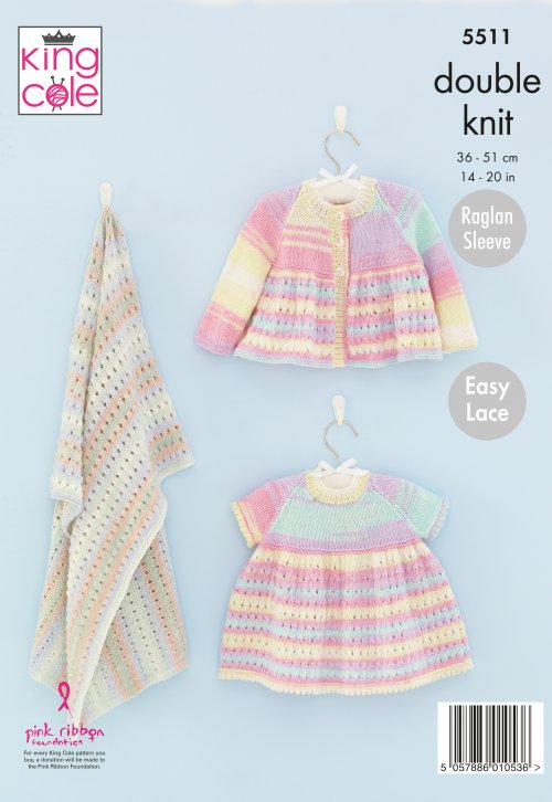 Knitting Pattern 5511 - Dress, Matinee Coat & Blanket: Knitted in Beaches DK