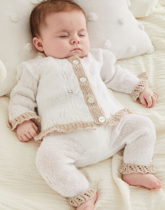 Knitting Pattern 5523 - LITTLE LACY TROUSER SUIT IN SNUGGLY 2 PLY