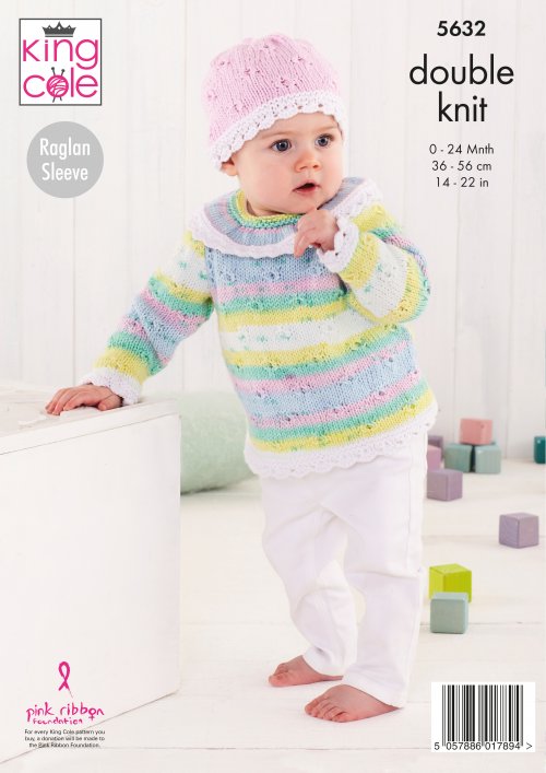 Knitting Pattern 5632 - Baby Set Knitted in Cottonsoft Baby Crush DK