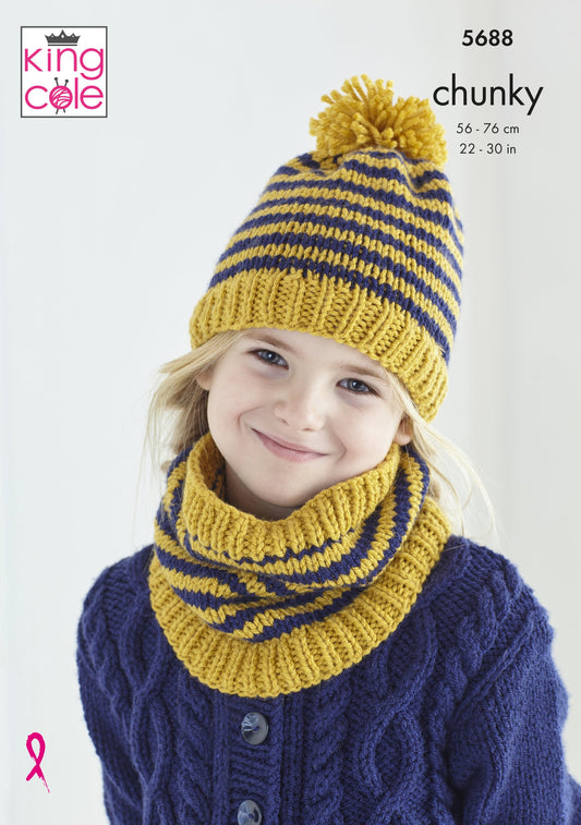 Knitting Pattern 5688 - Cardigan, Hat & Snood Knitted in Ultra Soft Chunky