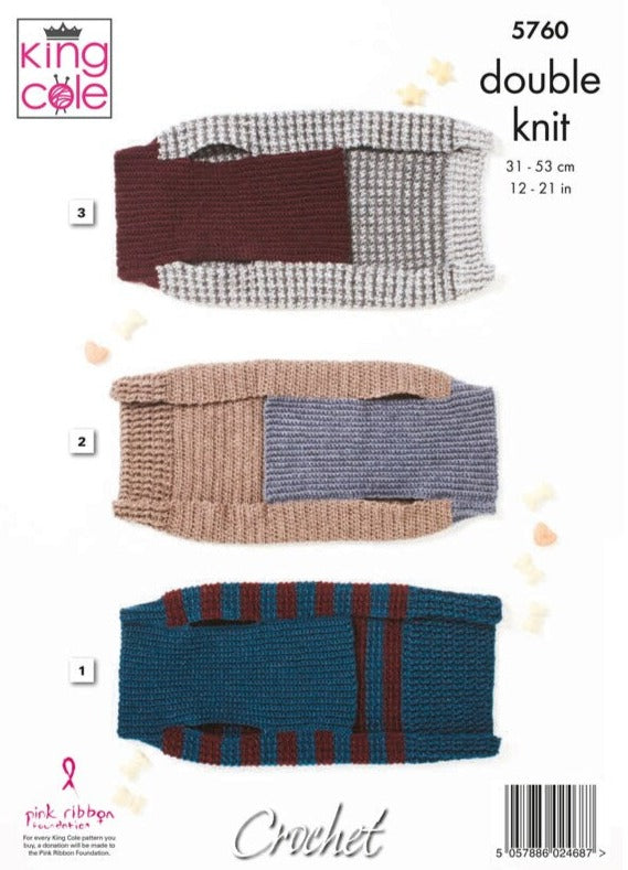 Crochet Pattern 5760 - Dog Coats Crocheted in Pricewise DK