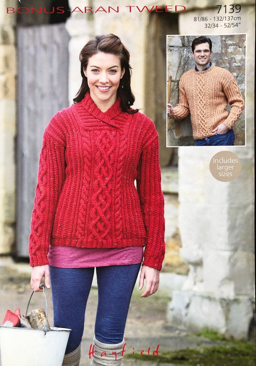 Knitting Pattern 7139 - Sweaters in Bonus Aran Tweed