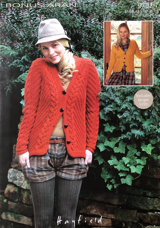 Knitting Pattern 9797 - Cardigans in Bonus Aran