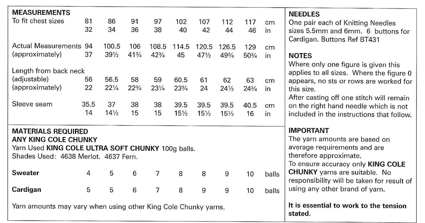 Knitting Pattern 5826 - Sweater & Cardigan in Ultra Soft Chunky
