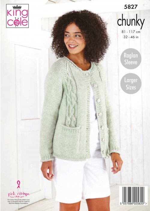 Knitting Pattern 5827 - Sweater & Cardigan Knitted in Timeless Chunky