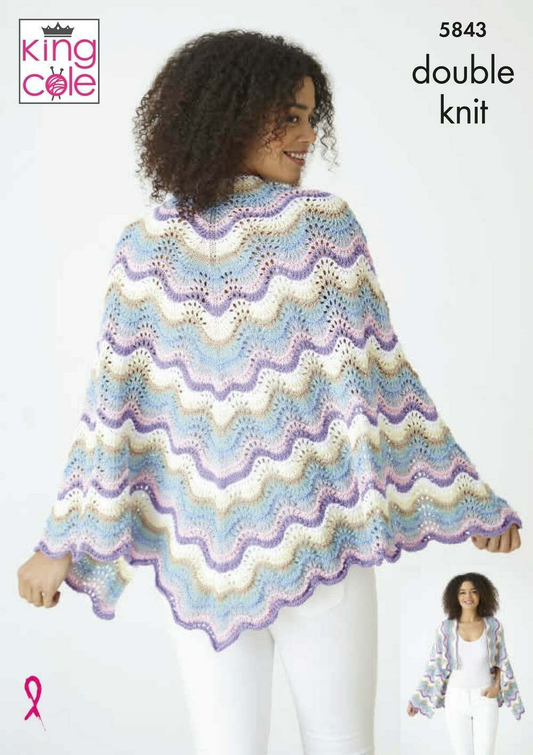 Knitting Pattern 5843 - Wrap & Shawl in Cottonsmooth DK