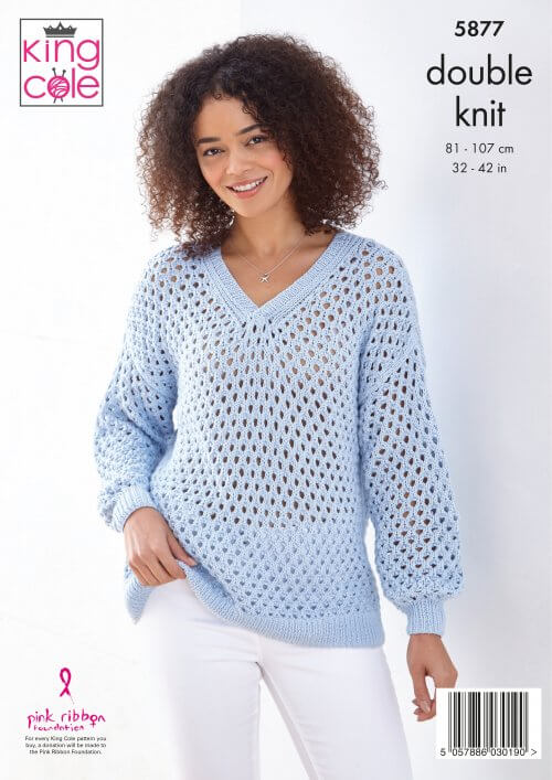Knitting Pattern 5877 - Sweaters Knitted in Cottonsoft DK