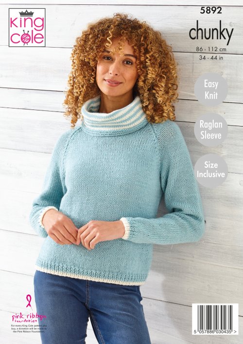 Knitting Pattern 5892 - Sweater Knitted in Wildwood Chunky