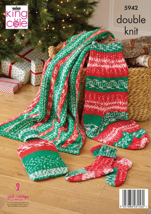 Knitting Pattern 5942 - Blanket, Socks, Stocking & Hot Water Bottle Cover Knitted in Fjord DK