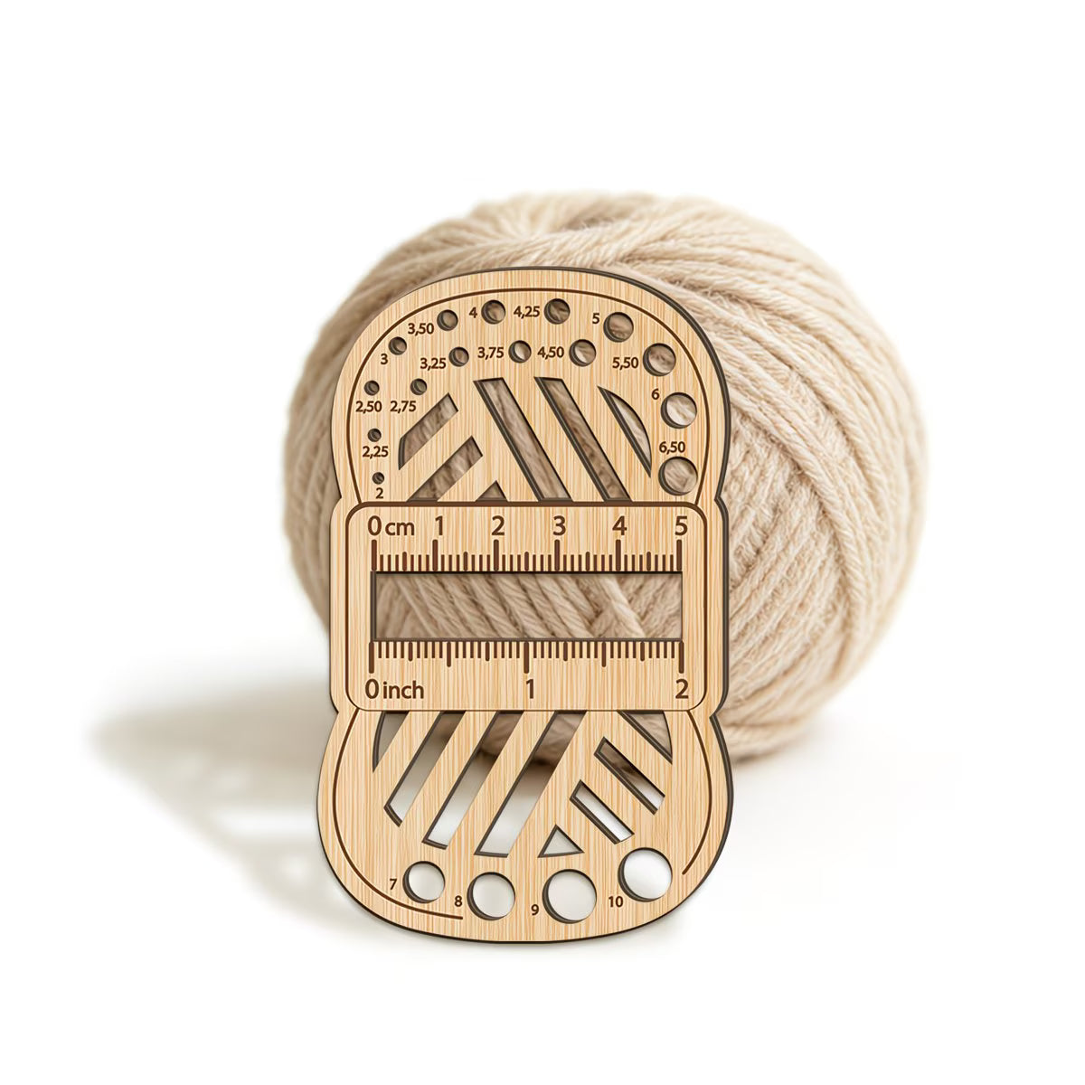 Wooden Needle Gauge - Wool Ball