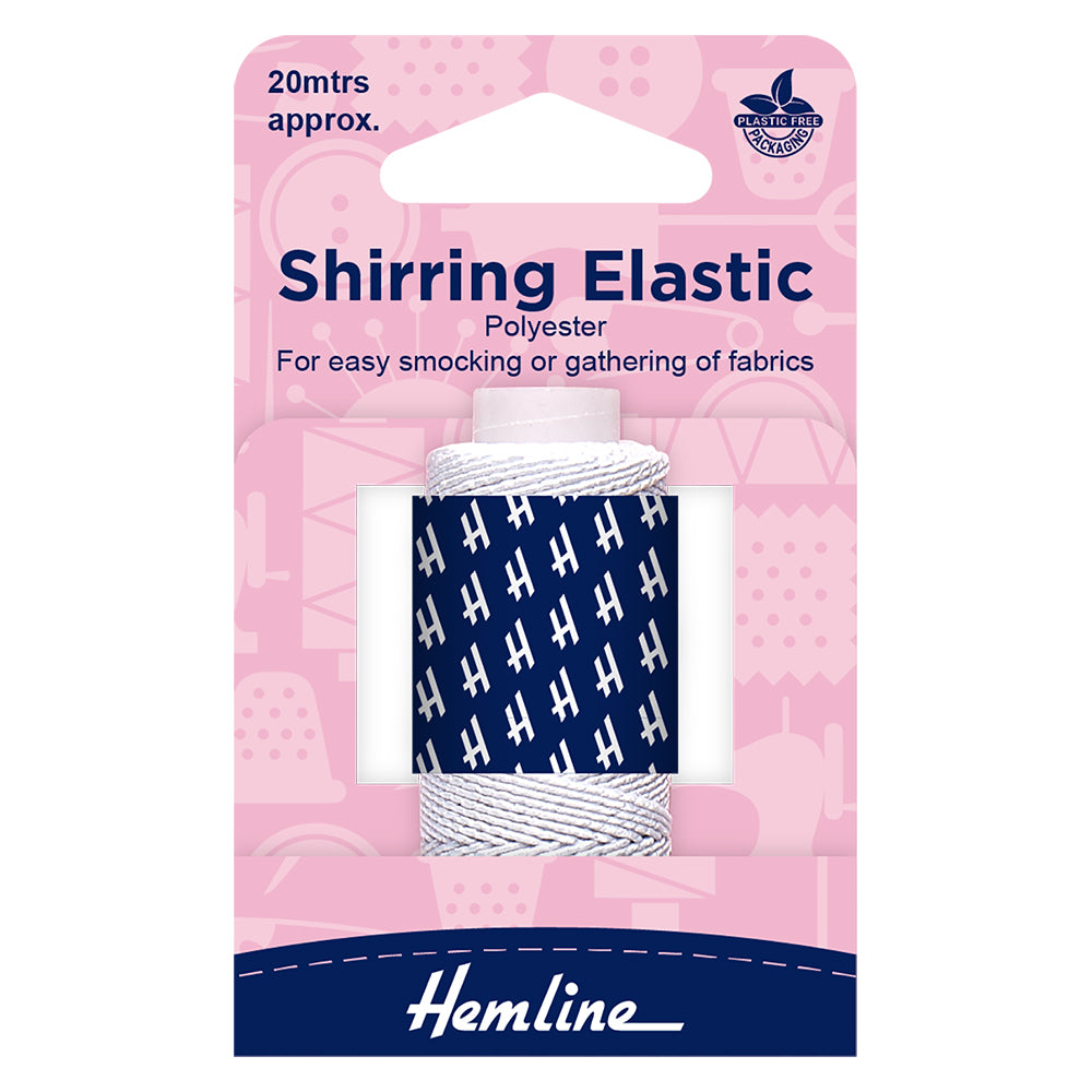 SHIRRING ELASTIC - White - 20m x 0.75mm