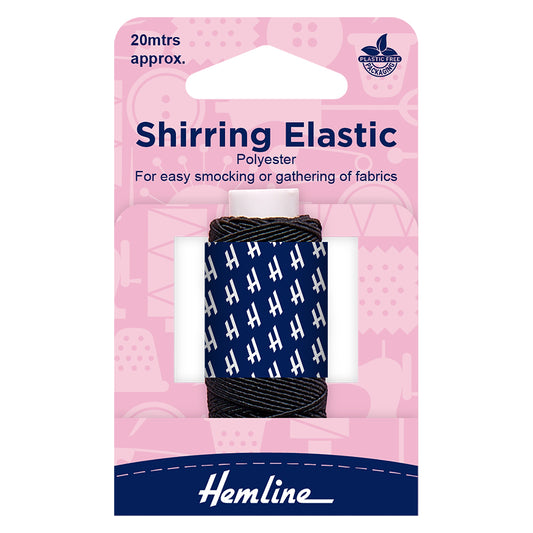 SHIRRING ELASTIC -  20m x 0.75mm - 2 Colours Available