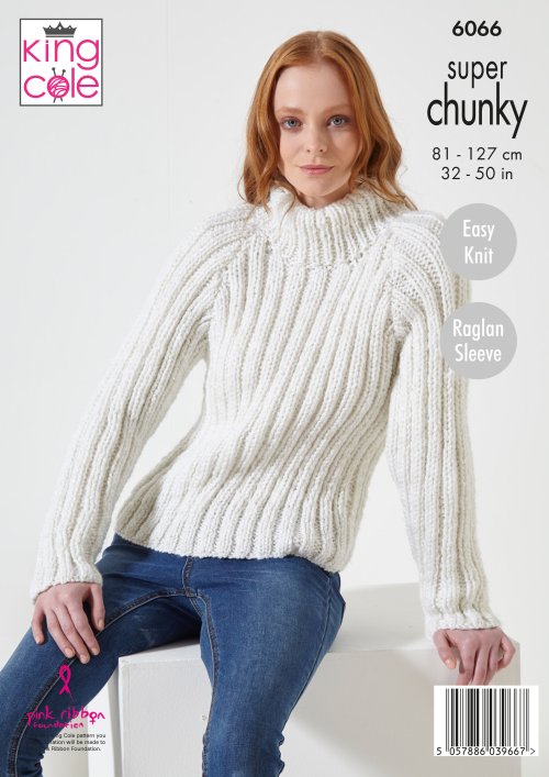 Knitting Pattern 6066 - Sweaters & Hat Knitted in Celestial Super Chunky