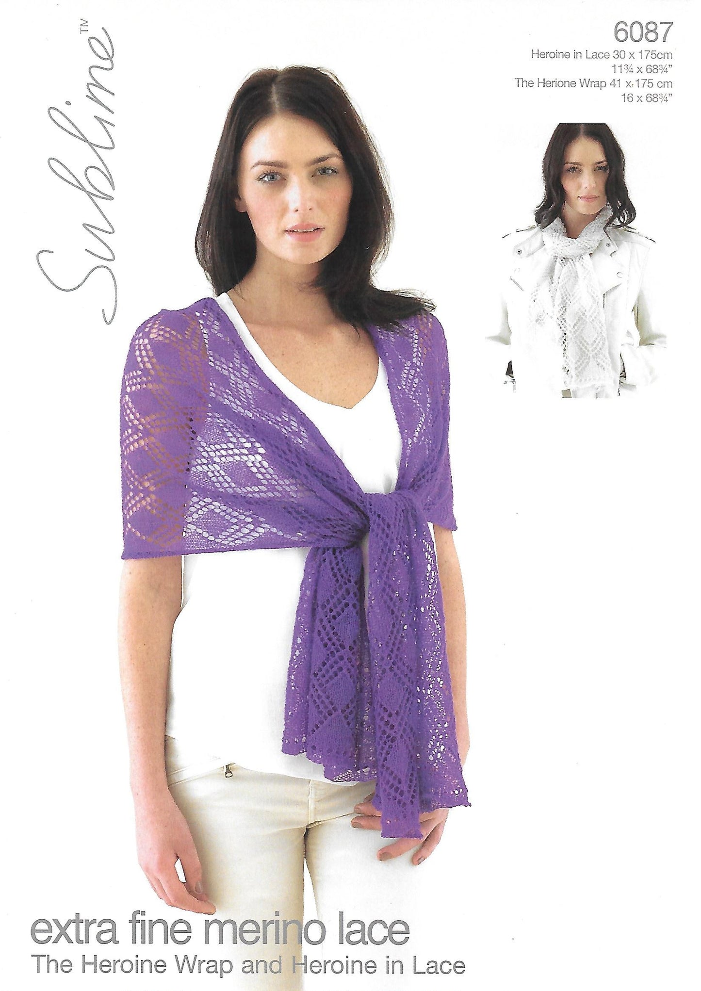 Knitting Pattern 6087 - Lace Shawl & Scarf in Sublime Extra Fine Merino Lace