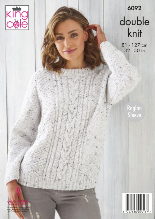 Knitting Pattern 6092 - Sweater & Cardigan Knitted in Big Value Tweed DK