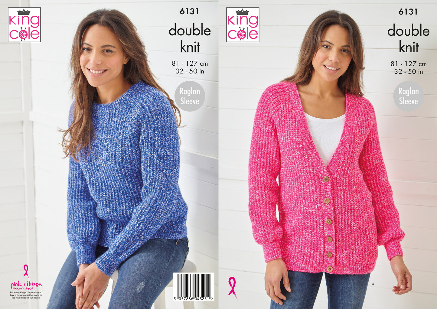 Knitting Pattern 6131 - Sweater & Jacket Knitted in Pricewise Twirly DK