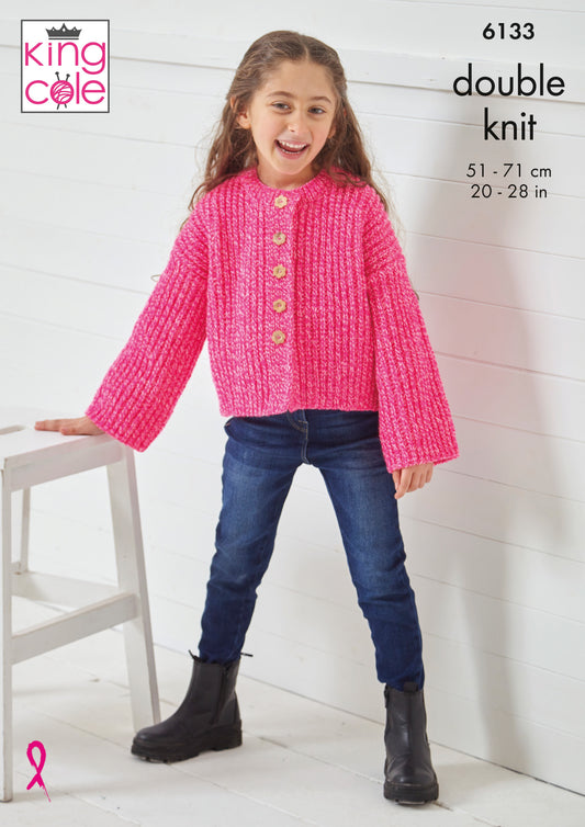 Knitting Pattern 6133 - Cardigan & Sweater Knitted in Pricewise Twirly DK