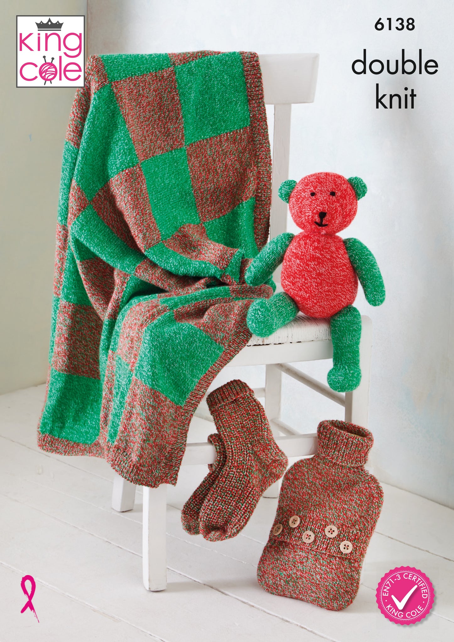 Knitting Pattern 6138 - Christmas Accessories Knitted in Pricewise Twirly DK