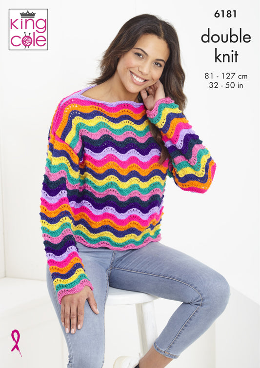 Knitting Pattern 6181 - Sweater and Cardigan: Knitted in King Cole Pricewise DK