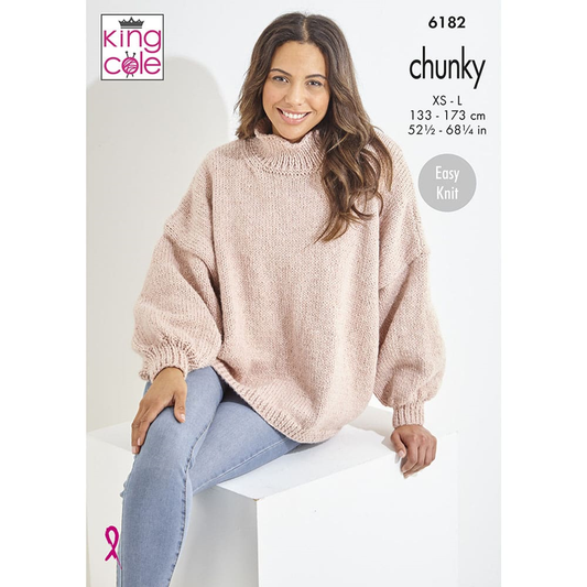 Knitting Pattern 6182 - Bell Sleeve Sweater & Cardigan in Timeless Chunky