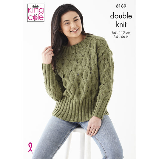 Knitting Pattern 6189 - Ladies Sweaters: Knitted in King Cole Cherished DK