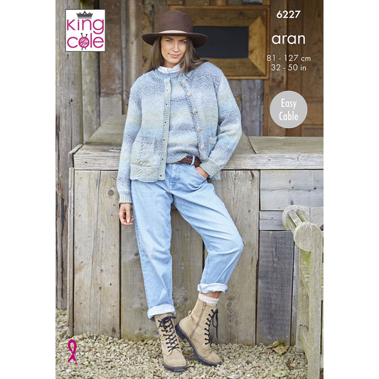 Knitting Pattern 6227 - Ladies Cardigan and Vest in Aran