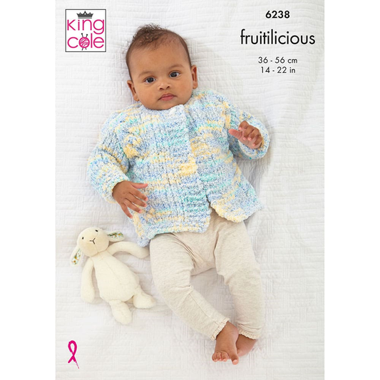 Knitting Pattern 6238 - Jacket, Cardigan and Waistcoat in Fruitilicious Chunky