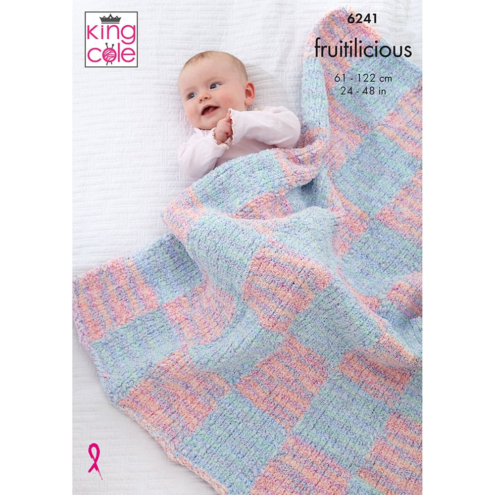 Knitting Pattern 6241 - Blankets and Teddy in Fruitilicious Chunky