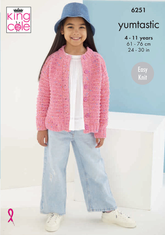 Knitting Pattern 6251 - Child’s Sweater and Cardigan knitted in Yumtastic