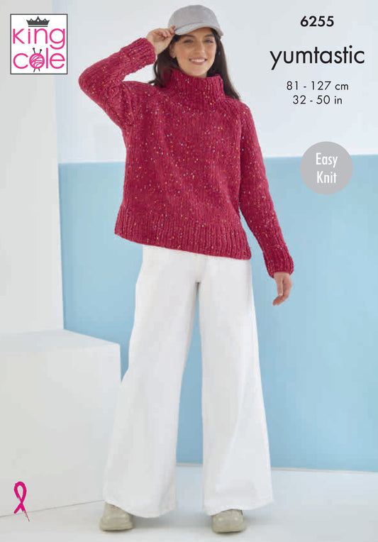 Knitting Pattern 6255 - Women’s Sweaters knitted in Yumtastic
