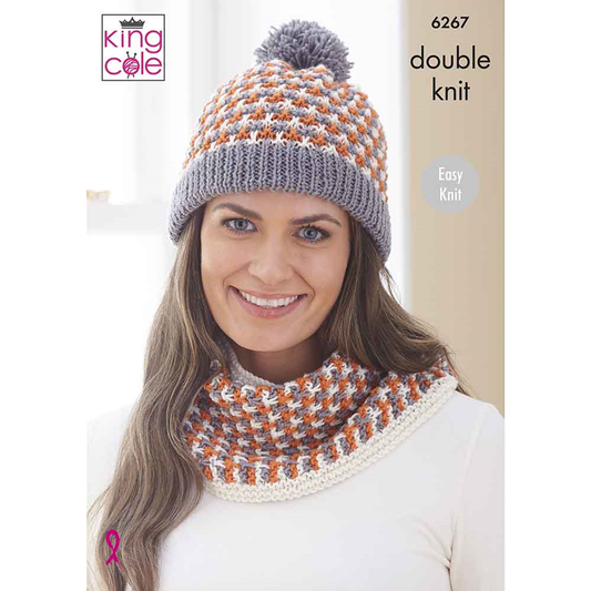 Knitting Pattern 6267 - Scarf, Hat, & Cowl in DK