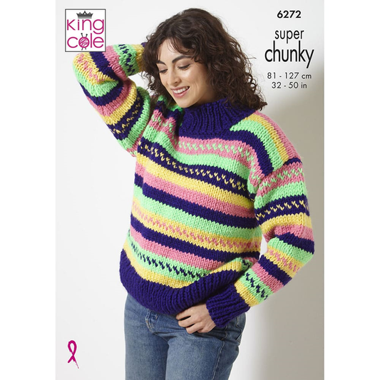 Knitting Pattern 6272 - Cardigan and Sweater in Big Value Super Chunky