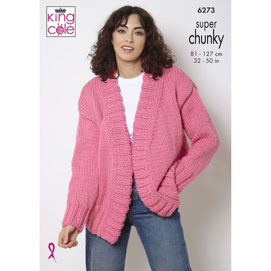 Knitting Pattern 6273 - Jacket and Waistcoat in Big Value Super Chunky