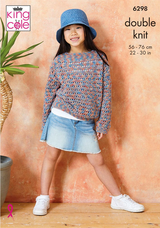 Knitting Pattern 6298 - Child’s Sweaters knitted in Cottonsoft Crystal DK