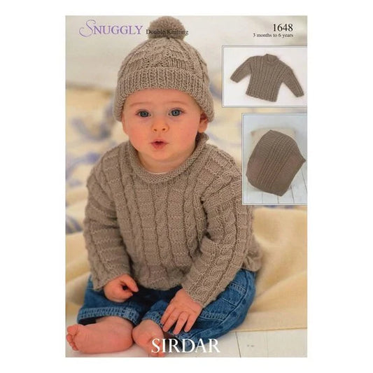 Knitting Pattern 1648 - Sweaters, Blanket & Hat in Snuggly DK