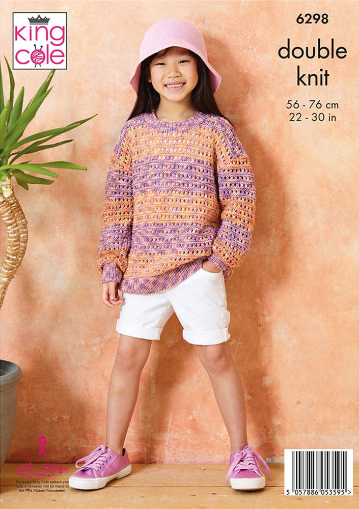 Knitting Pattern 6298 - Child’s Sweaters knitted in Cottonsoft Crystal DK