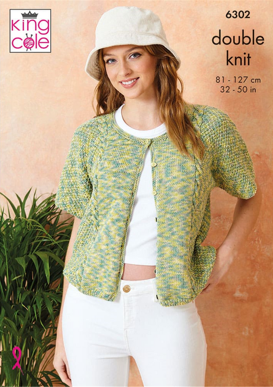 Knitting Pattern 6302 - Cardigans knitted in Cottonsoft Crystal DK